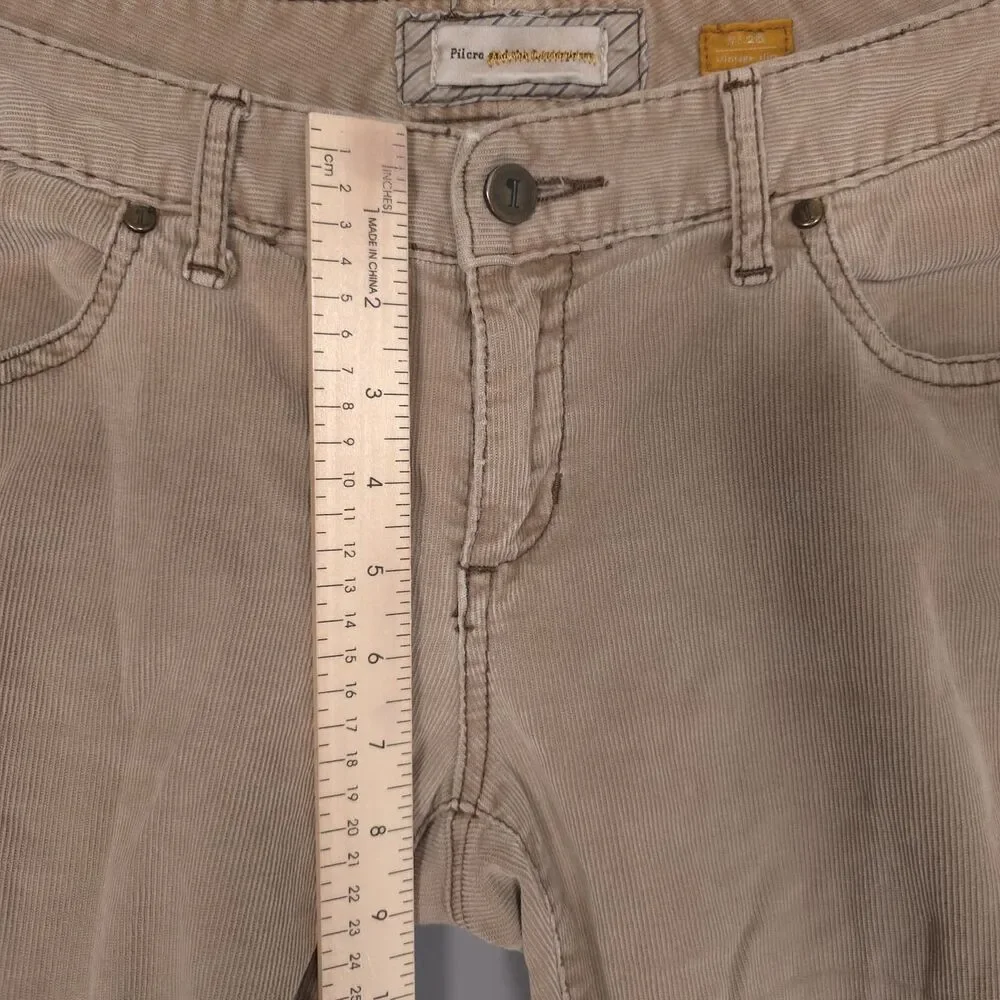 ANTHROPOLOGIE PILCRO Corduroy 28 Skinny Pants Jeans Beige Stretch‎ Vintage Slim
